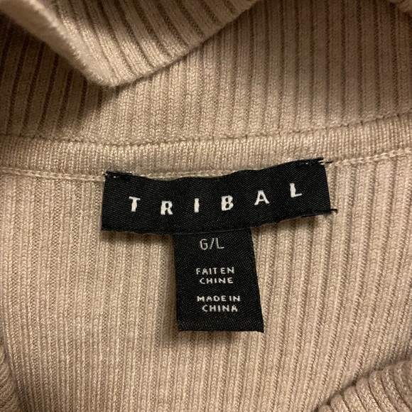 Tribal Women's Cowl Neck Sweater - Light Oatmeal Cream color size large euc - Picture 3 of 6